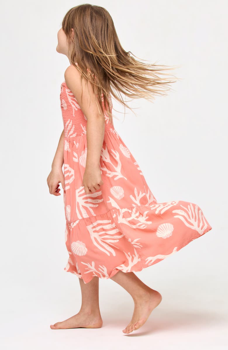 LSPACE Kids' Little L Menorca Smocked Bodice Sundress, Alternate, color, Shell Or High Water