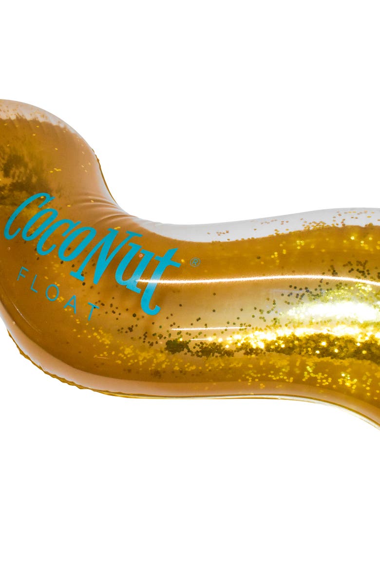 Gold Glitter Heart Pool Float 48"X40", Inflatable 48", Alternate, color, Gold