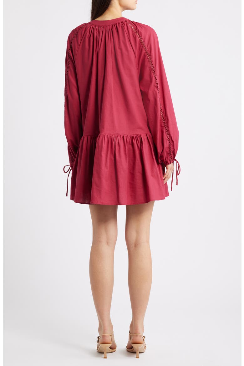 Hart Long Sleeve Cotton & Linen Minidress, Alternate, color, WINE
