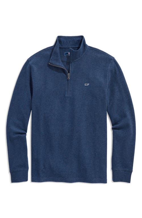 Vineyard Vines Saltwater Stripe Quarter Zip Pullover In Deep Bay