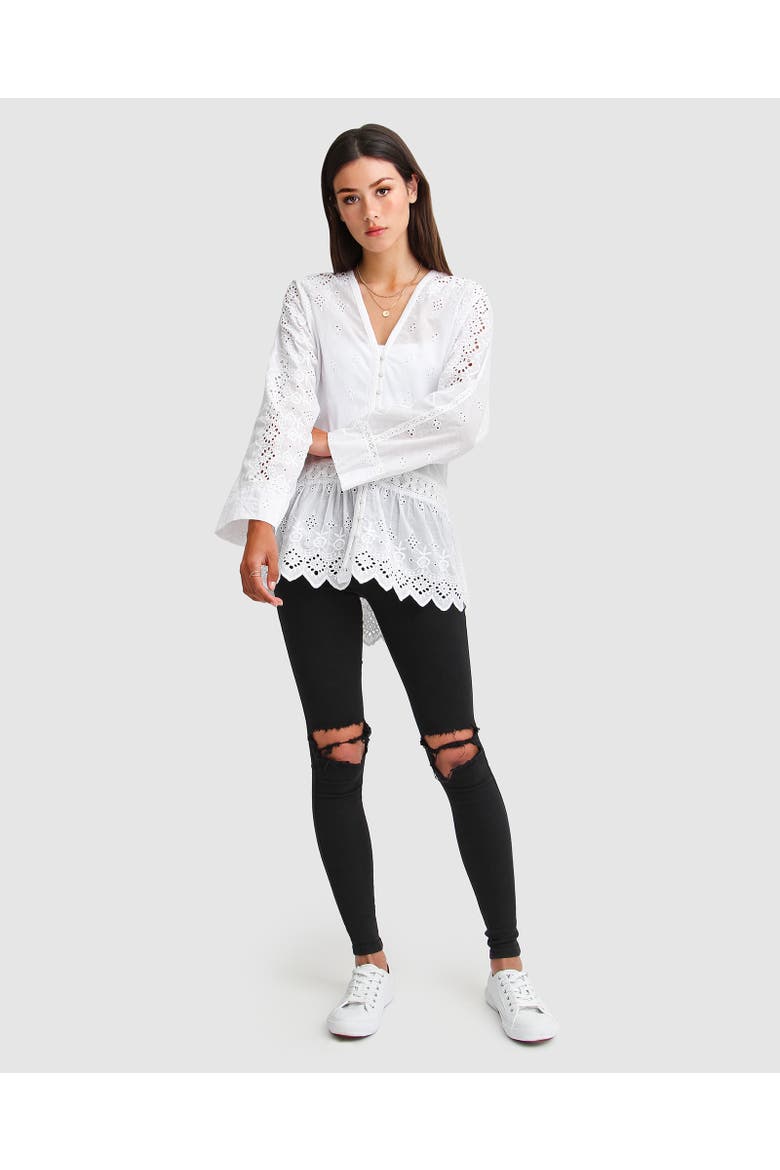 Unbutton Me Eyelet Button Down Shirt, Alternate, color, White