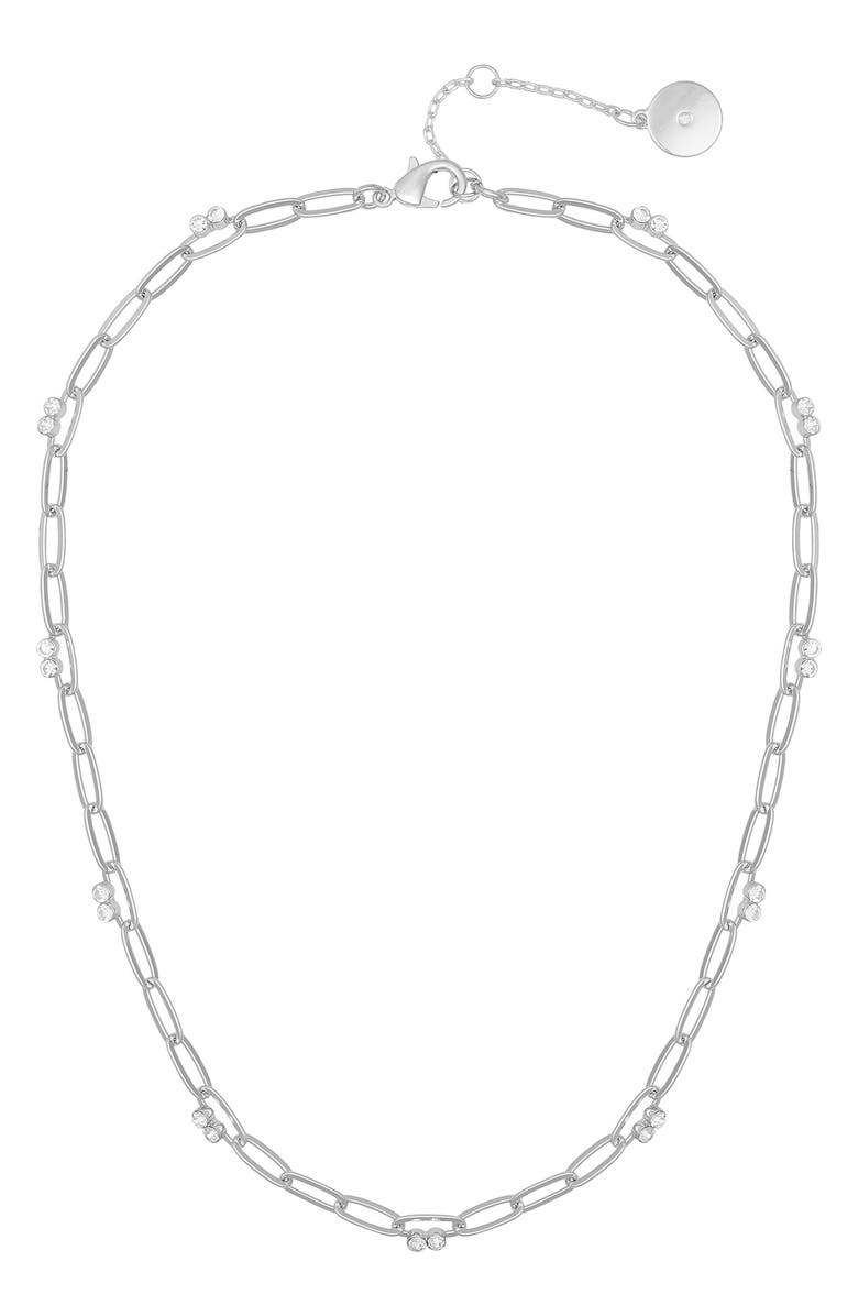 Vince Camuto Crystal Station Paperclip Chain Necklace, Alternate, color,