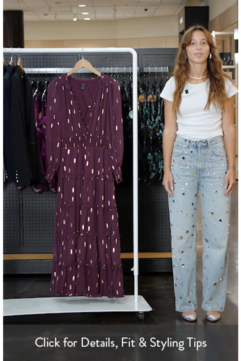 Metallic Fleck Long Sleeve Tiered Dress video