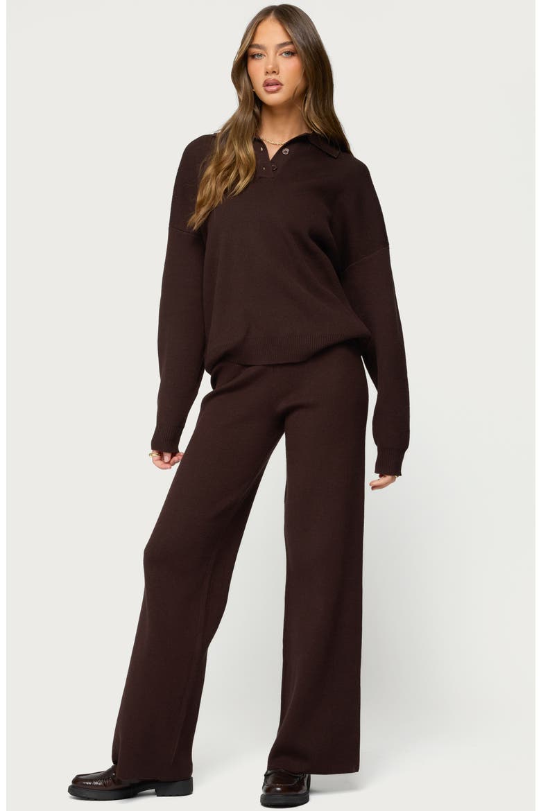 Lorie Oversize Polo Sweater, Alternate, color, BROWN