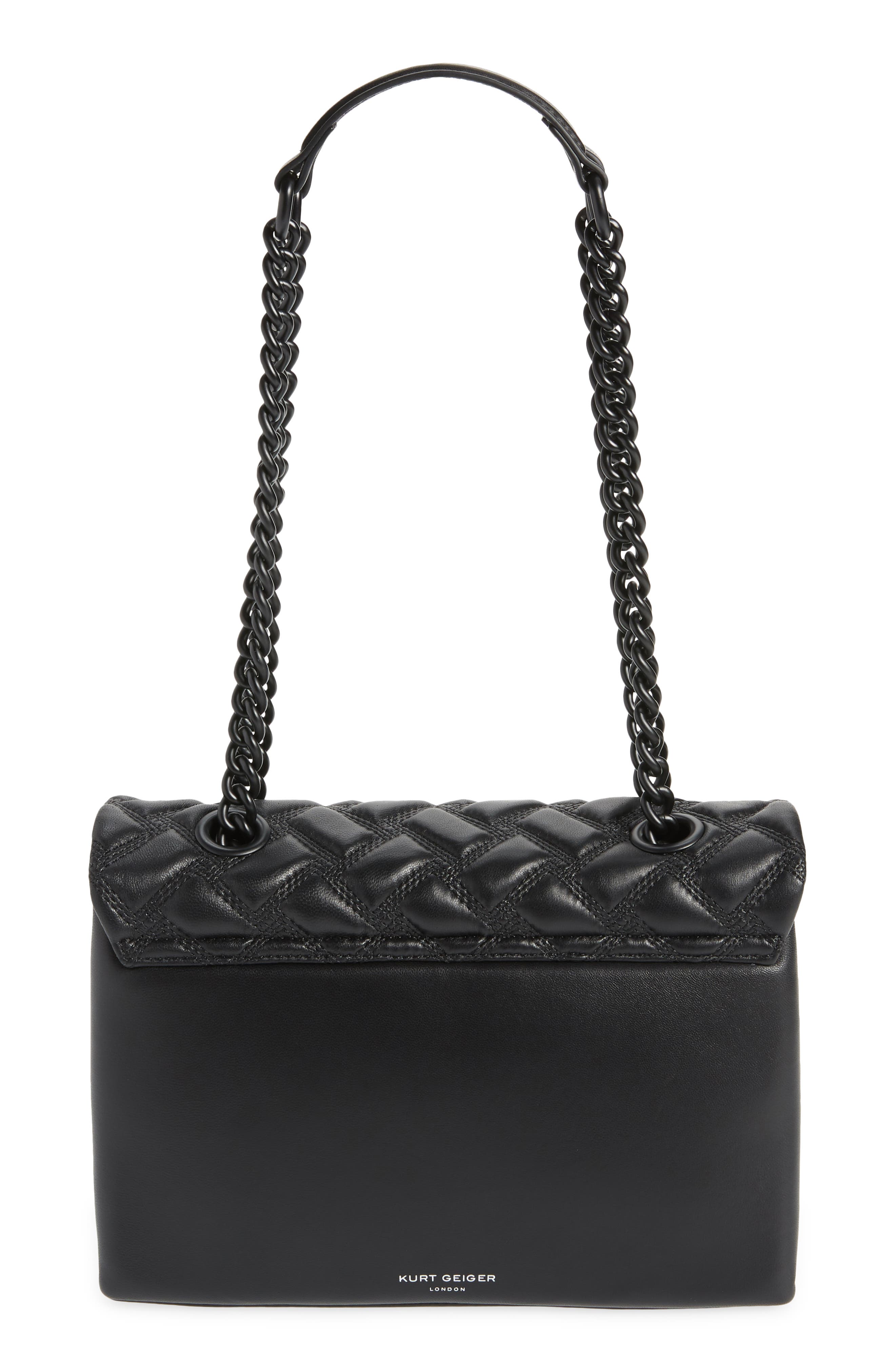 Kurt Geiger London Kensington Drench Leather Shoulder Bag, Alternate, color, Black