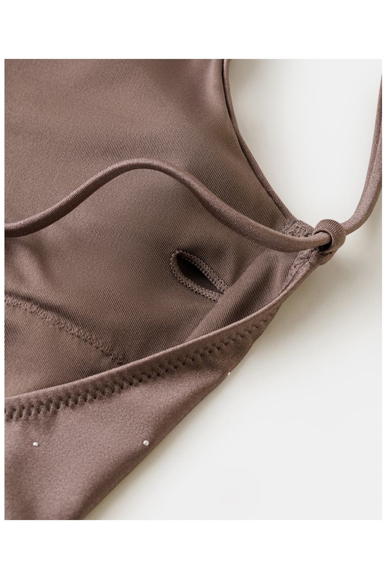 Ruched Rhinestone One-Piece Swimsuit, Alternate, color, MEDIUM BROWN