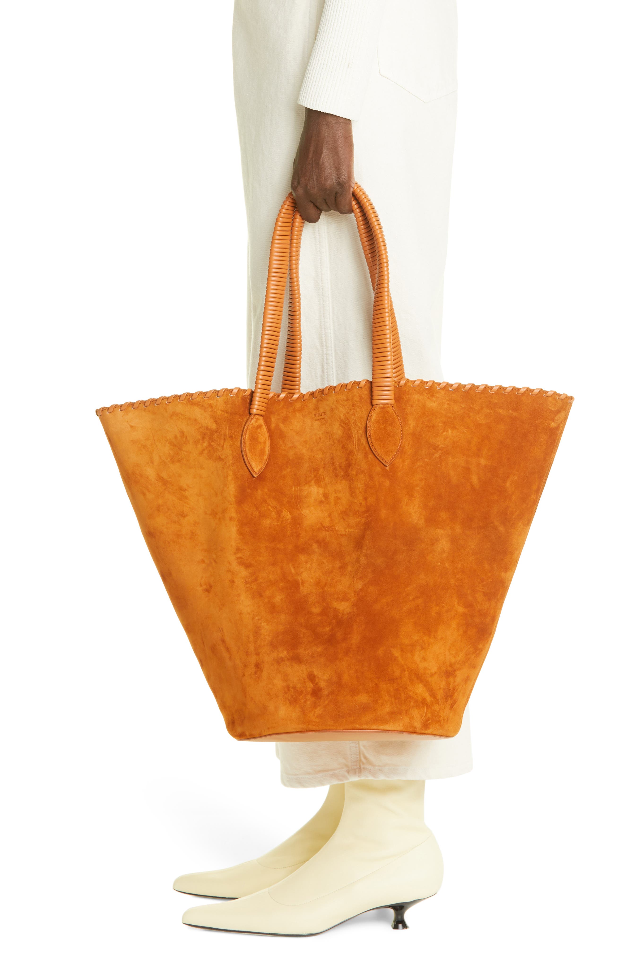 Khaite The Osa Whipstitch Suede Tote, Alternate, color, 
