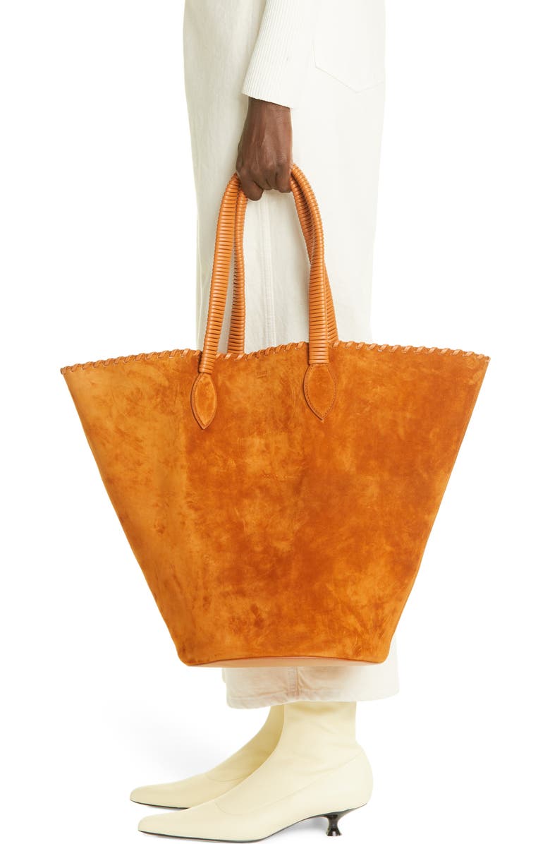 Khaite The Osa Whipstitch Suede Tote, Alternate, color,