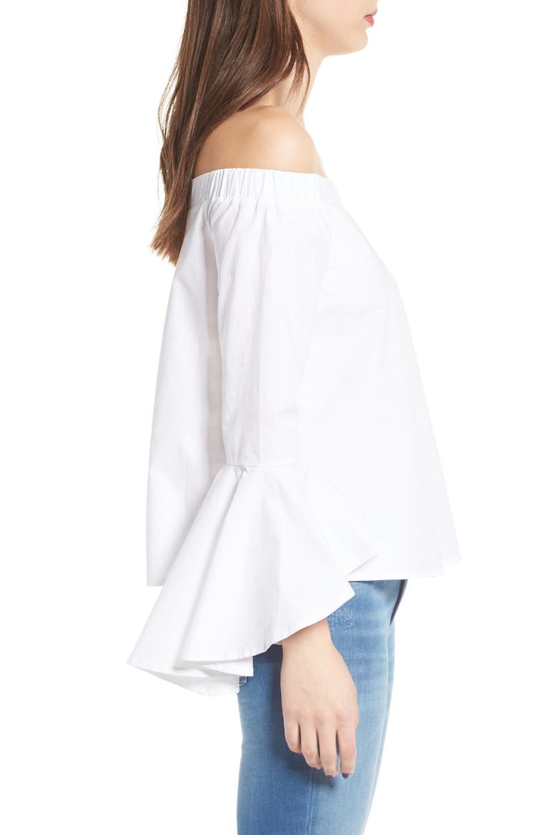 Bell Sleeve Off the Shoulder Blouse, Alternate, color, WHITE