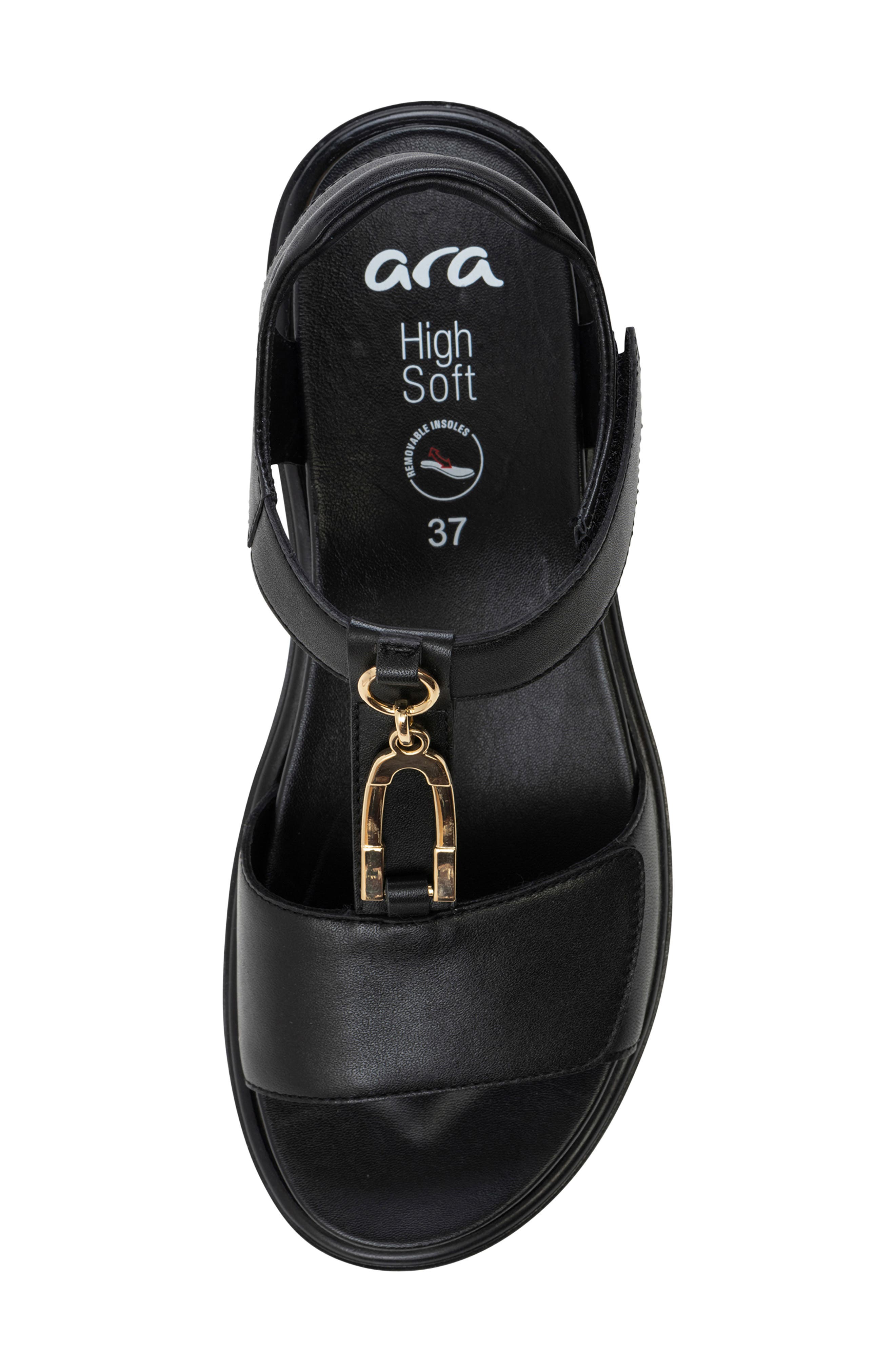 ara Belize Platform Sandal, Alternate, color, Black Nappa Leather