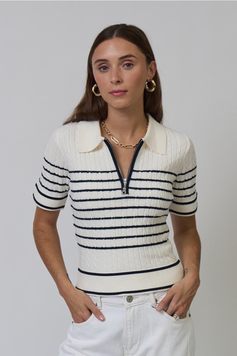 Nevada Nautical Cable Polo, Main, color, NAVY WHITE
