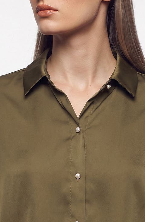 Satin Button-Up Shirt