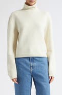 Róhe Statement Shoulder Wool & Cashmere Crop Turtleneck Sweater
