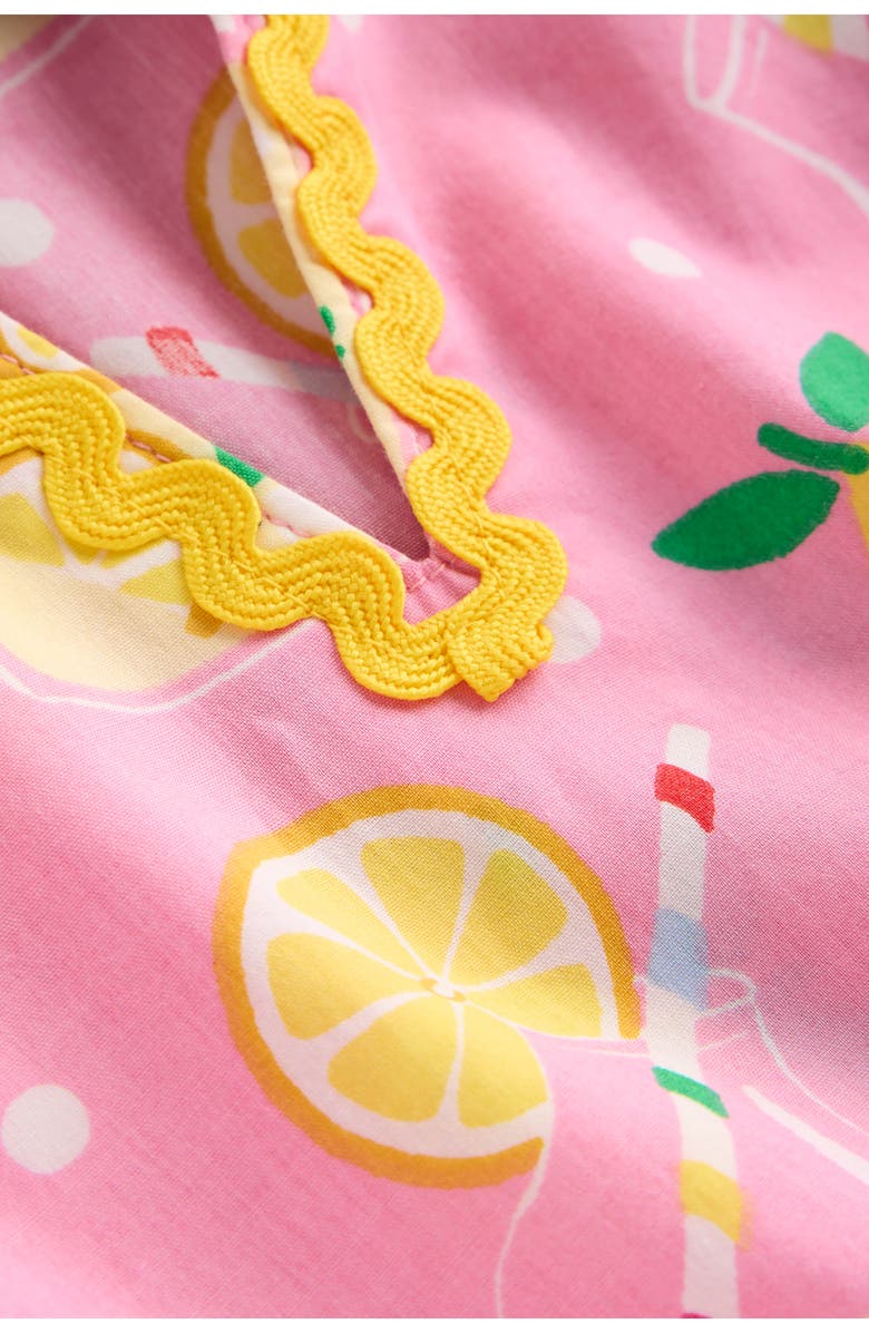 Mini Boden Kids' Lemon Print Cotton Beach Cover-Up Dress, Alternate, color, Chalk Pink Lemonade