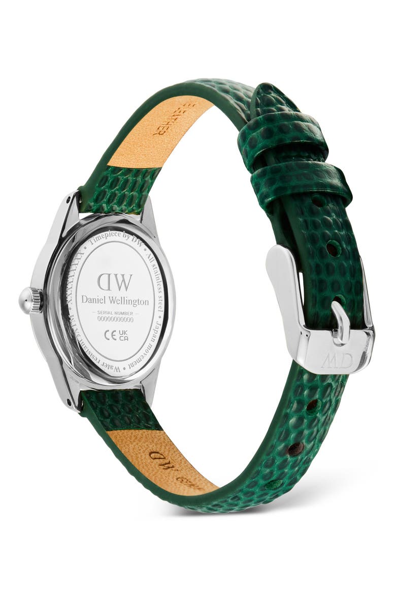 Ophelia Mini Leather Strap Watch, 22mm x 25.5mm, Alternate, color, SILVER-TONE/ GREEN