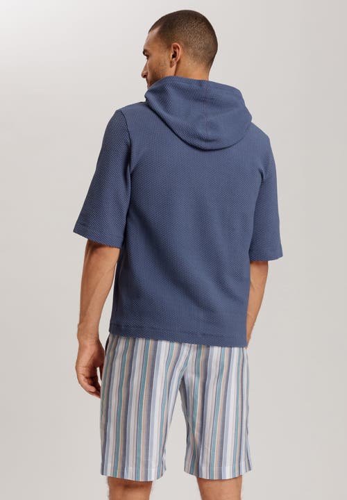 Hanro Smartwear Cotton Hoodie In Vintage Indigo