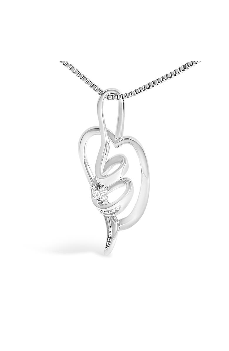Haus of Brilliance 10K White Gold .03 Cttw Diamond-Accented Diamond Swirl Open Heart Pendant Necklace, Alternate, color, White