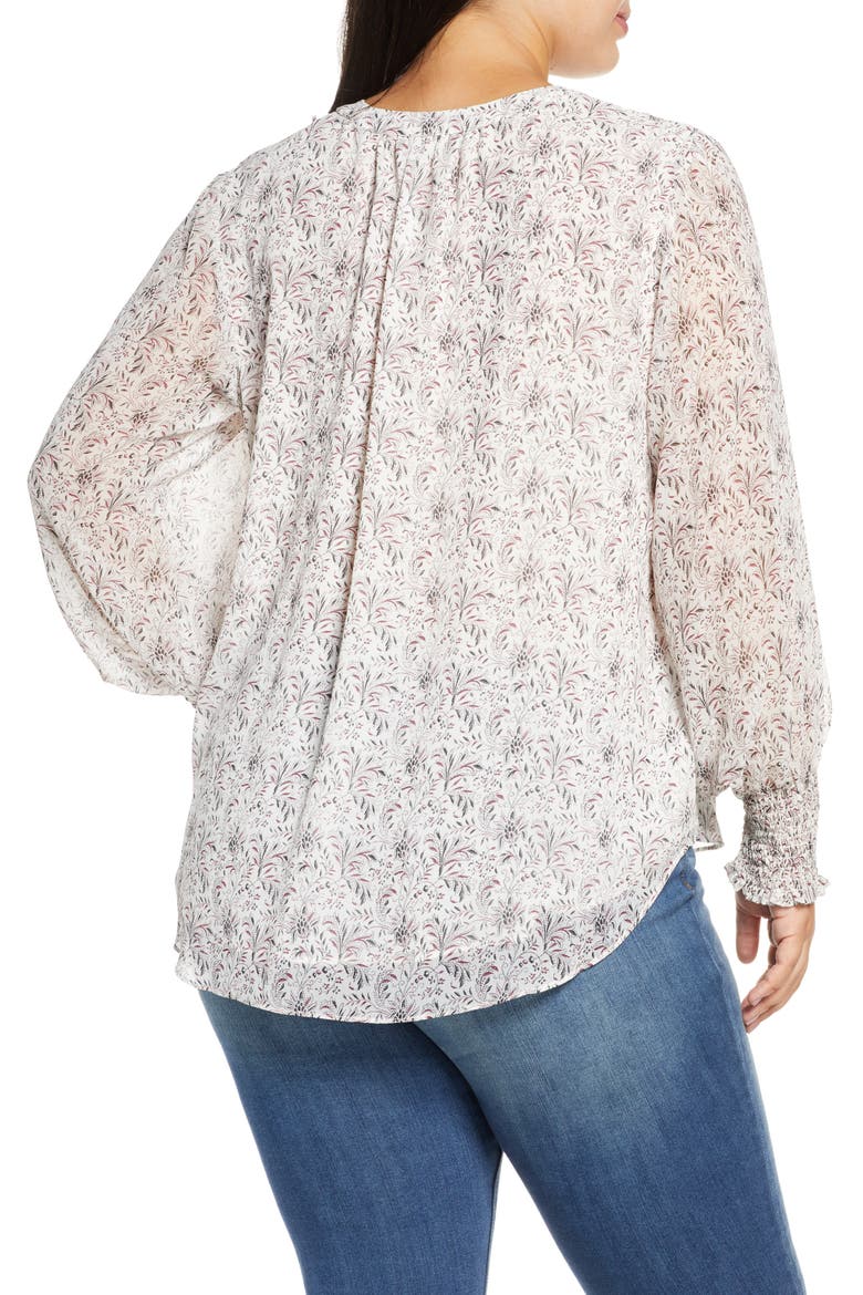 Print Button-Up Blouse, Alternate, color, SOFT ECRU MULTI
