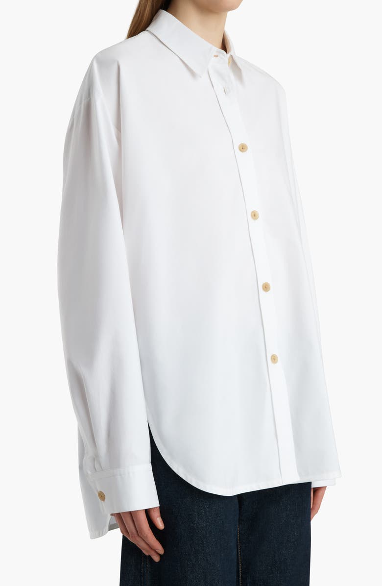 Khaite Organic Cotton Poplin Button-Up Shirt, Alternate, color, White
