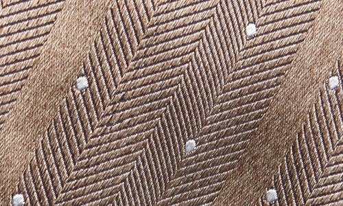 David Donahue Polka Dot Silk Tie In Brown