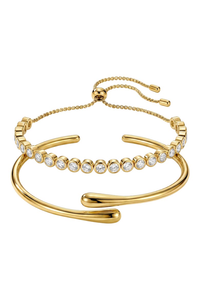 Bezel Tennis Bracelet Set, Main, color, GOLD