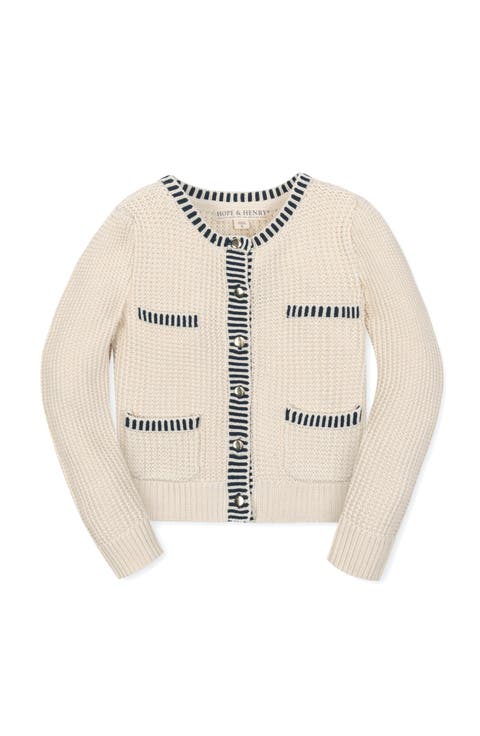 Kids' Organic Puff Sleeve Textured Cardigan Sweater (Little Kid and Big Kid)