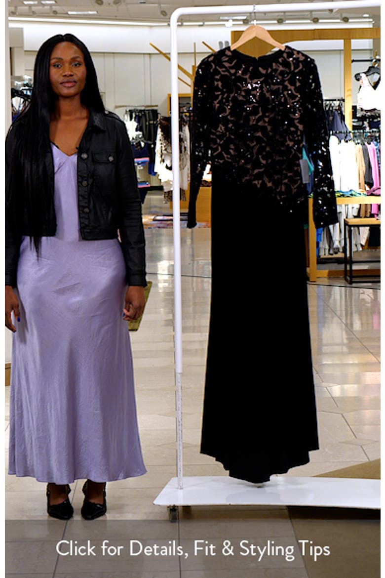 Sequin & Velvet Long Sleeve Gown video