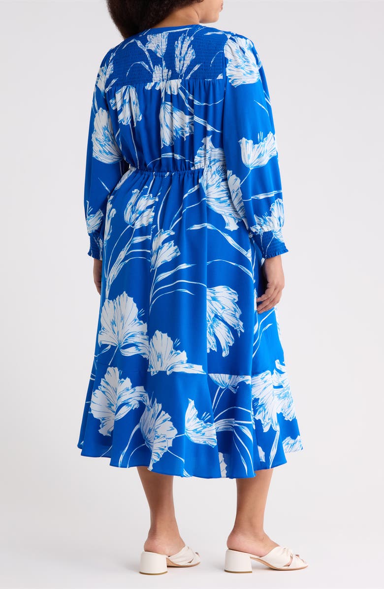 SUGARLIPS Amanlia Floral Keila Long Sleeve Smocked Yoke Midi Dress, Alternate, color, 