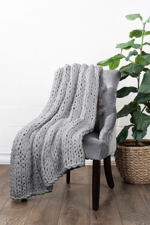 HOME SPUN Chunky Knit Throw Blanket