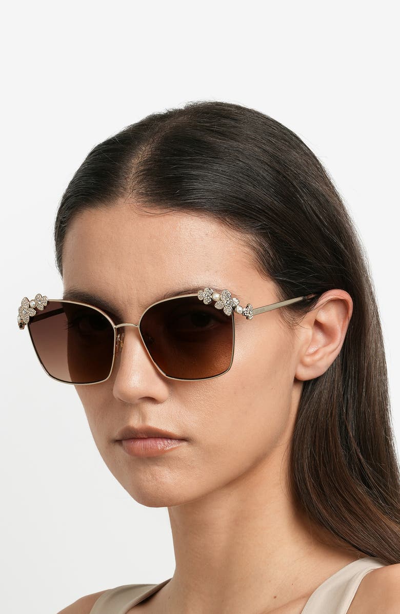 Kate Spade New York kileen 59mm embellished gradient square sunglasses, Alternate, color, Gold Striped Brown