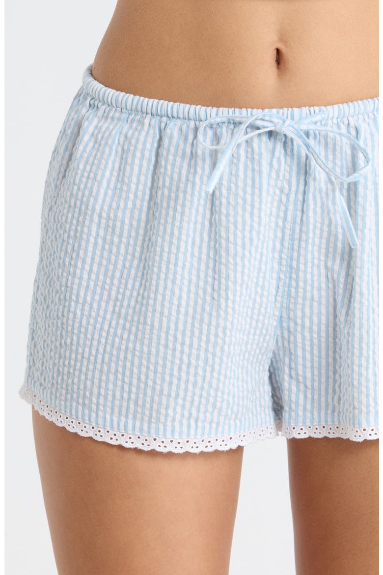 Seersucker Boxer Sleep Shorts, Alternate, color, WHITE- BLUE HICKORY STRIPE