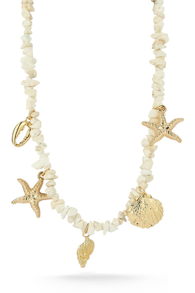 Shell Charm Necklace, Main, color, GOLD