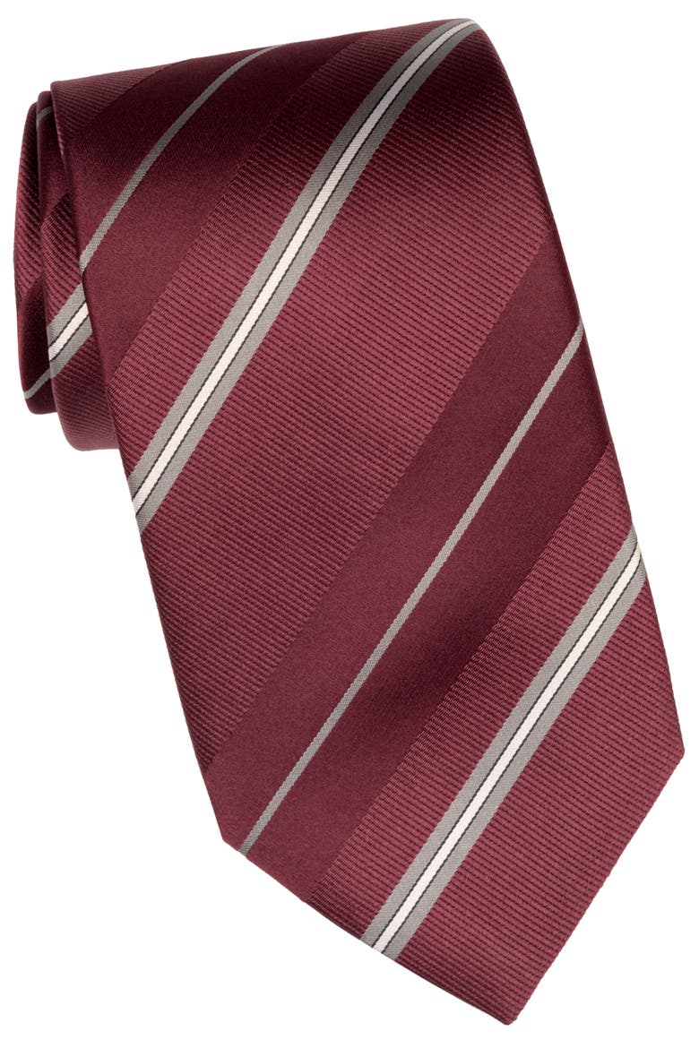 Toledo - Silk Jacquard Tie for Men, Alternate, color, Burgundy