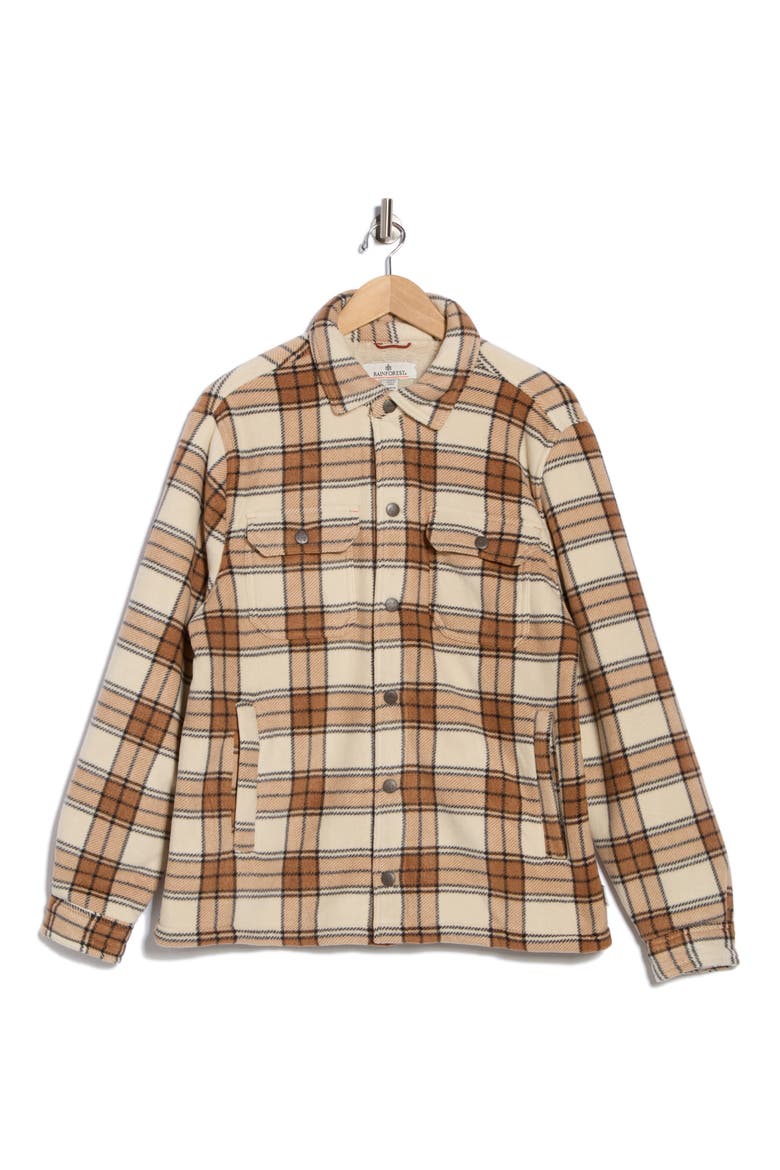 Edgewood Plaid Bonded Fleece & Faux Shearling Jacket, Alternate, color, BROWN PLAID CHECK
