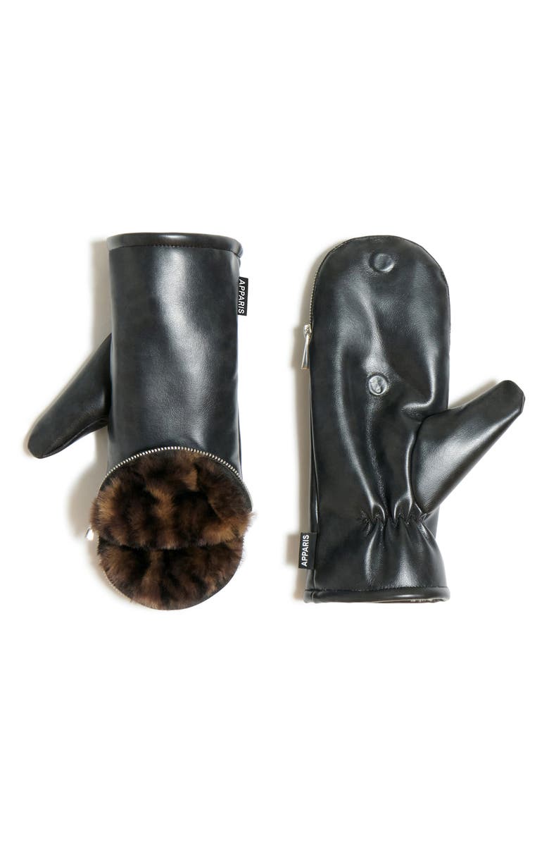 Apparis Noa Faux Leather Mittens, Main, color,