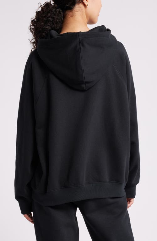 Bp. Fleece Detail Oversize Raglan Hoodie In Black