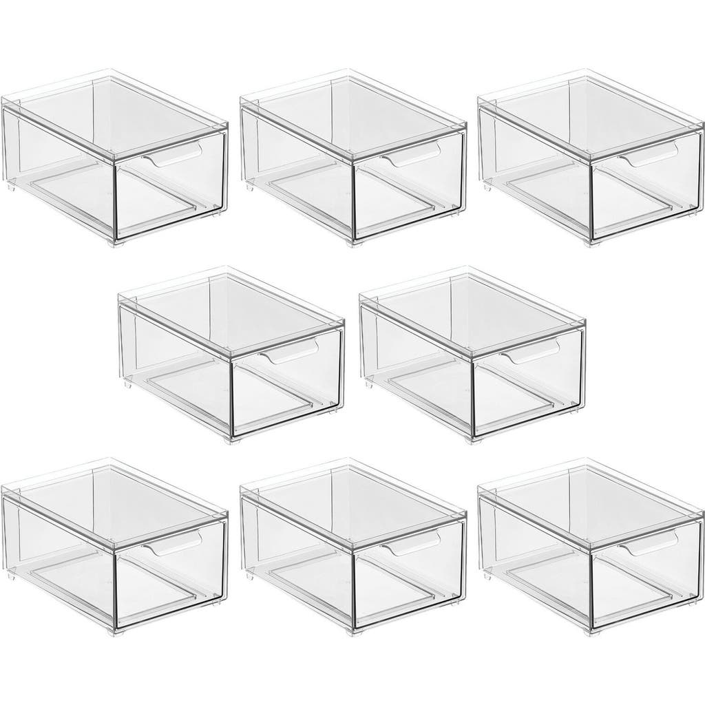 Mdesign Plastic Stackable Bathroom Storage Organizer With Drawer, 8 X 6 X 4 In Clear