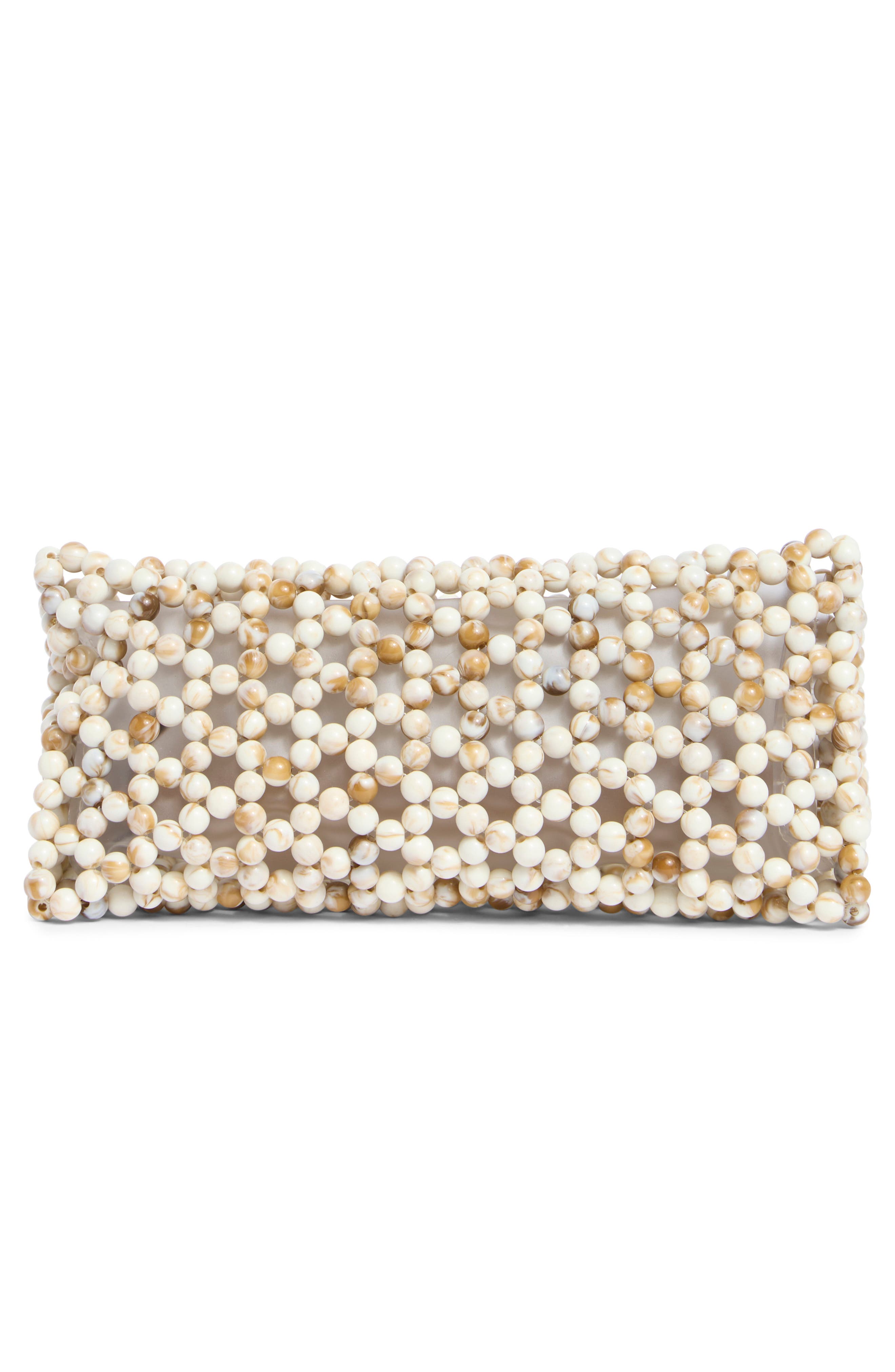 Amrita Faux Pearl Top Handle Bag, Alternate, color, NATURAL