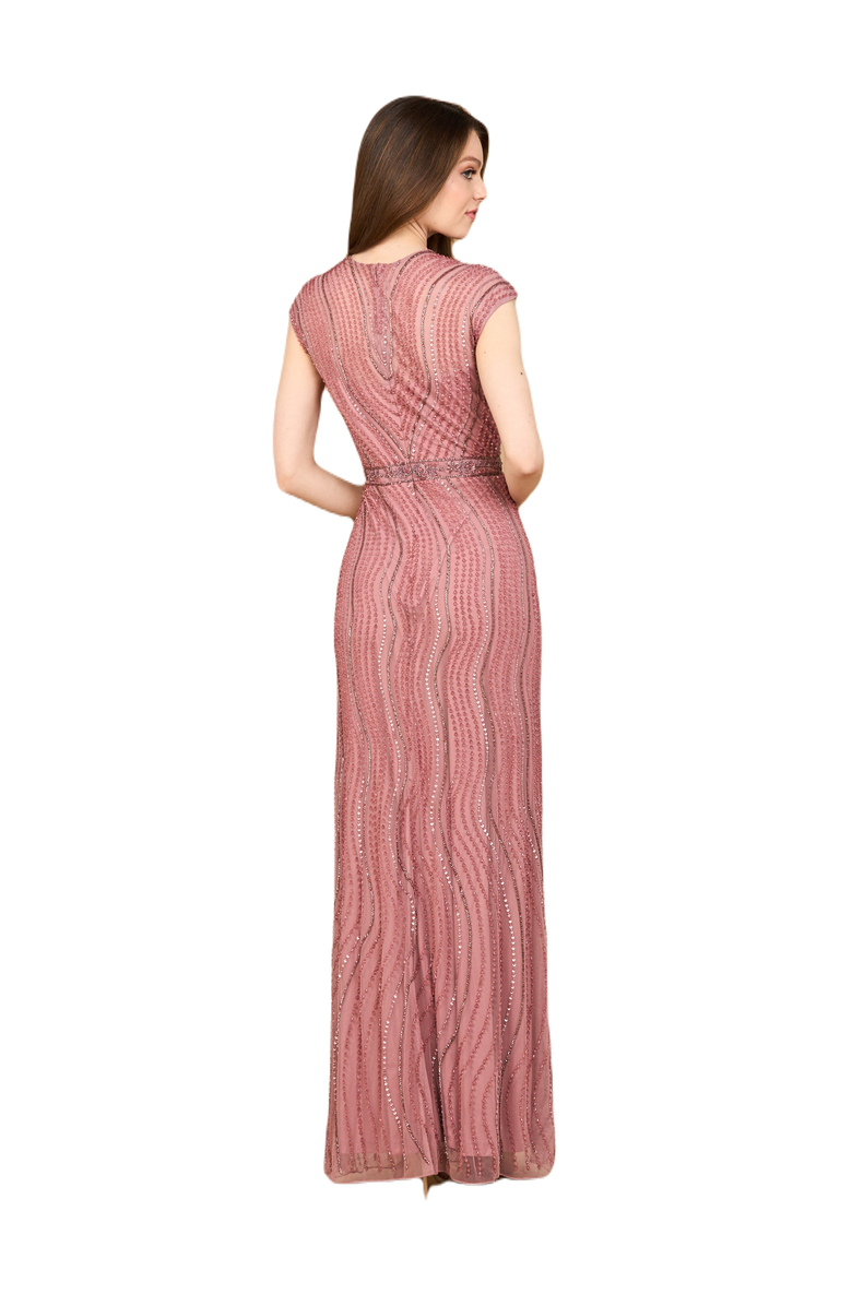 LARA New York Cap Sleeve, Illusion Neck Beaded Gown, Alternate, color, Dusty Lilac