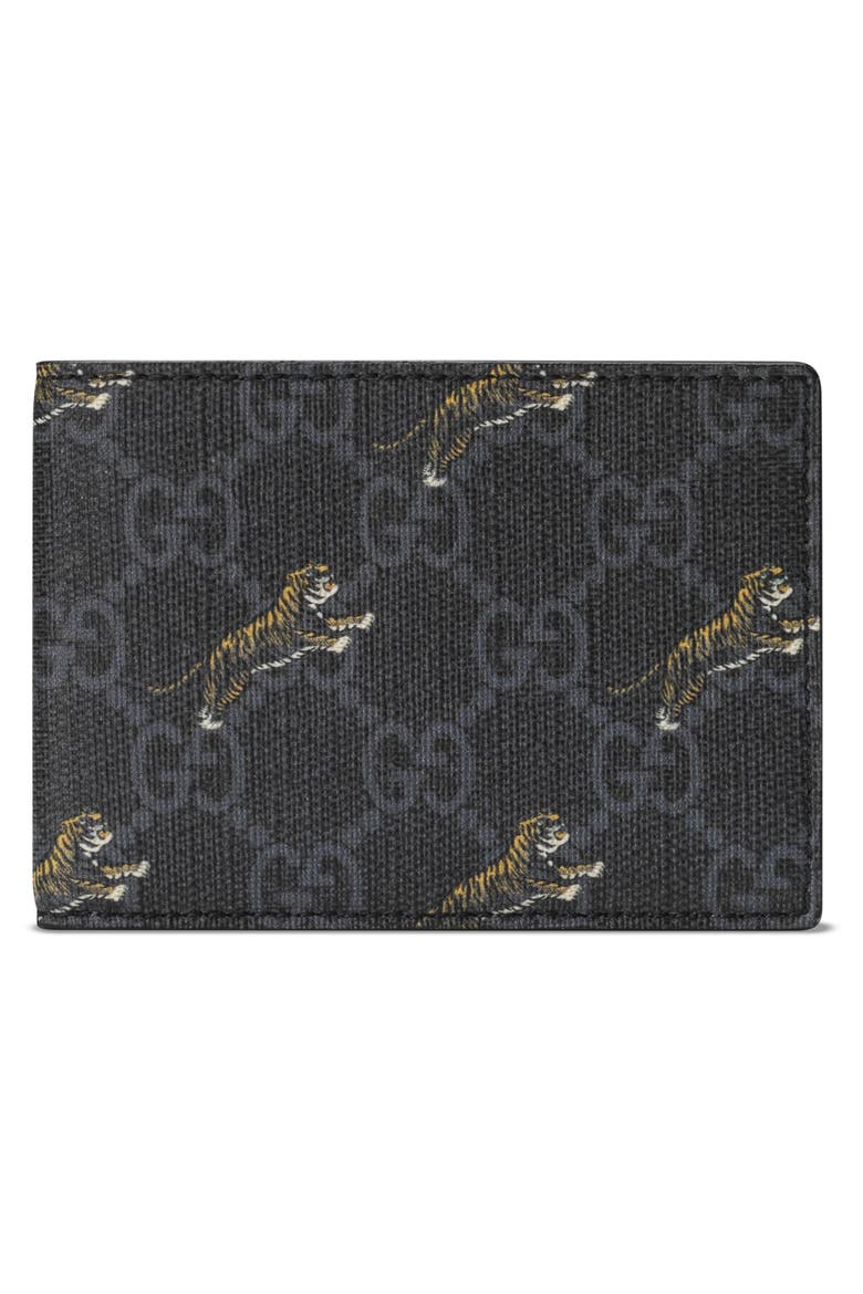 Tiger Print Bifold Wallet, Alternate, color, BLACK MULTI/BLACK