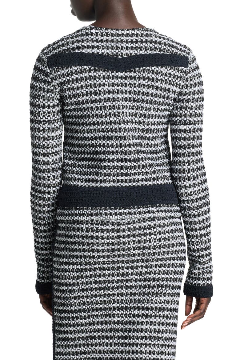 Bicolor Mixed Knit Crop Jacket, Alternate, color, BLACK/ IVORY MULTI
