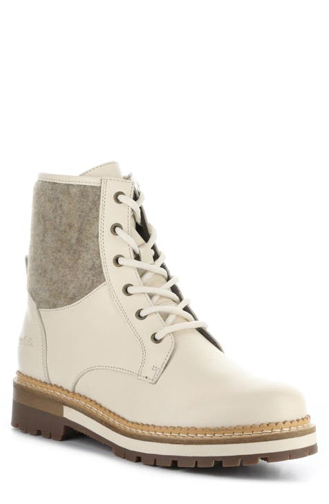 Off white lace up boots best sale