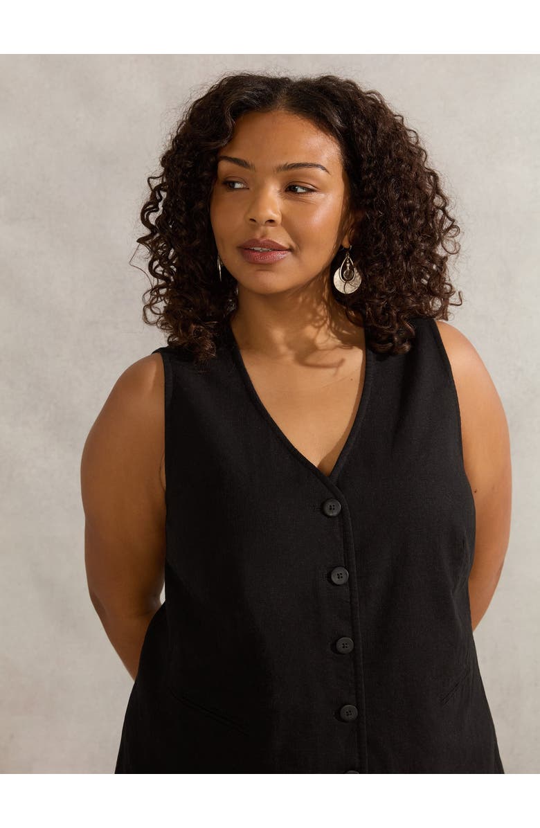 Live Unlimited Linen Waistcoat, Alternate, color, Black