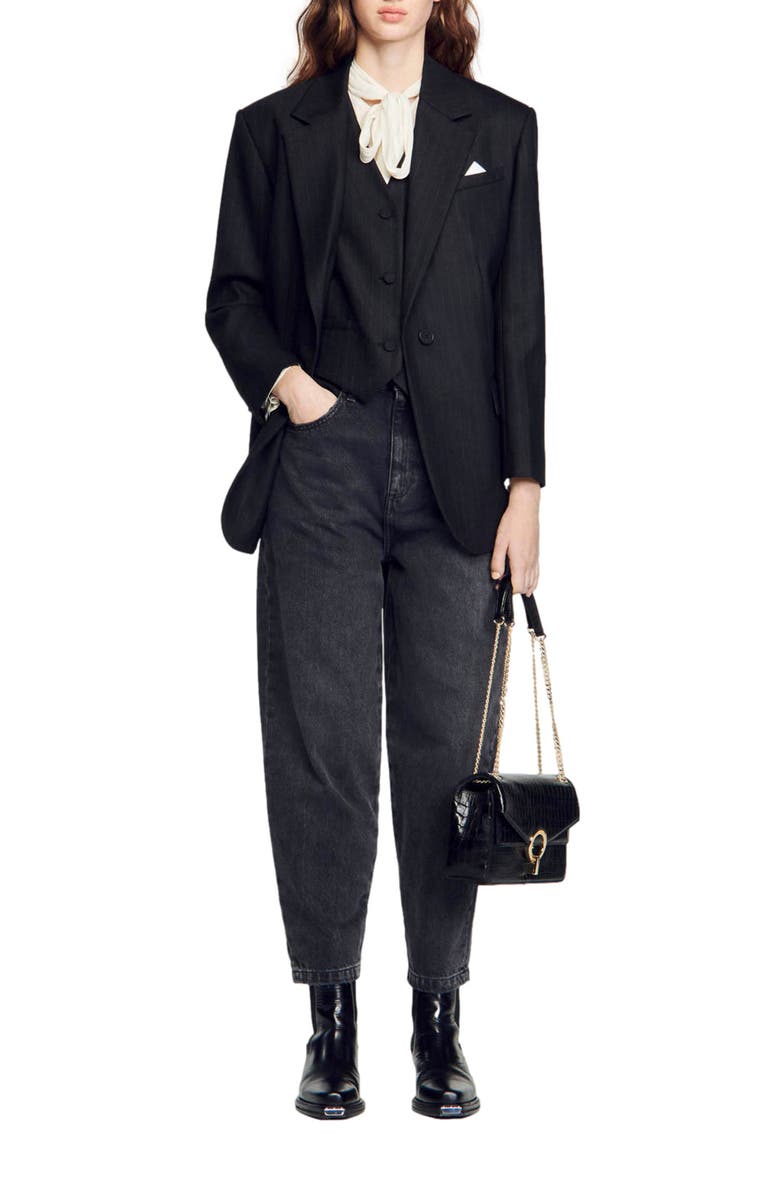 SANDRO Rawy High Waist Tapered Leg Jeans, Alternate, color,