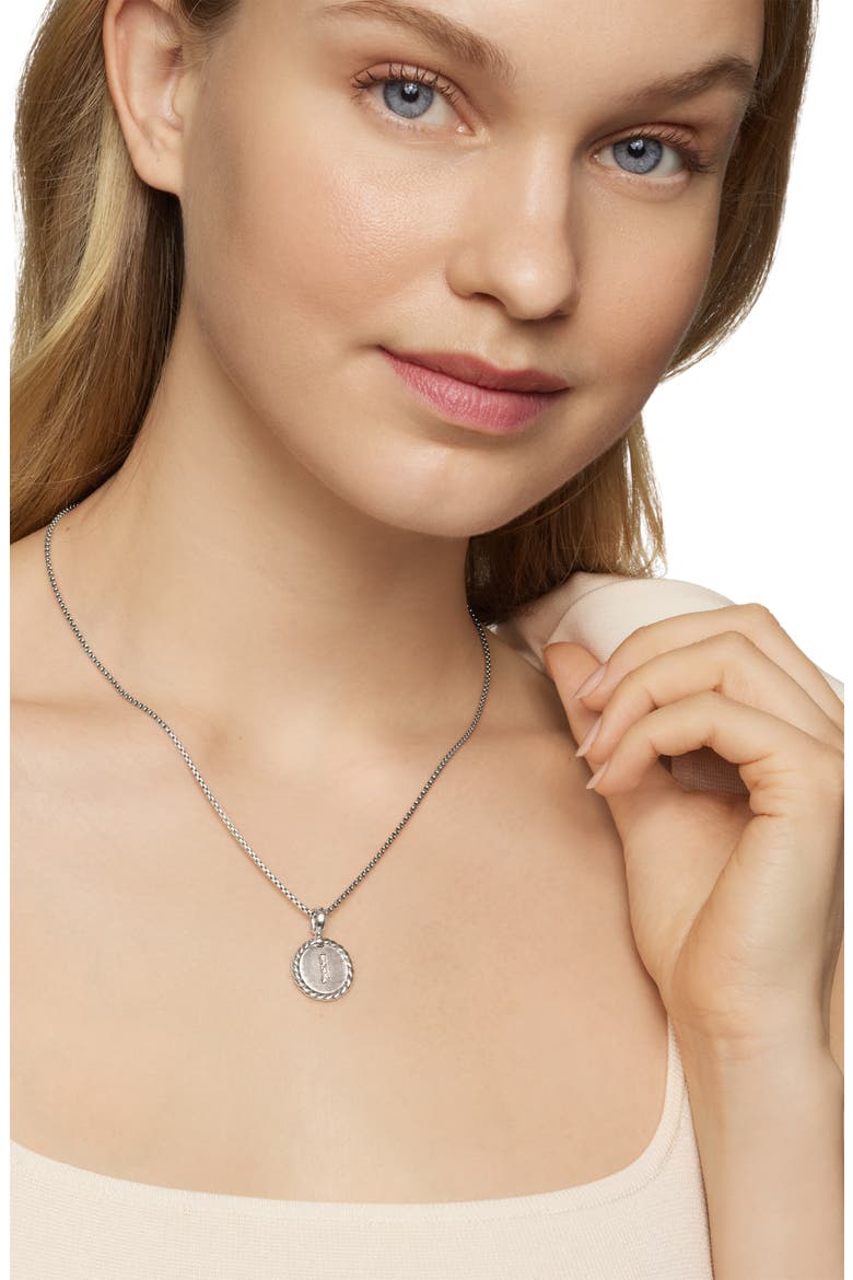 Initial Charm Necklace with Diamonds, Alternate, color, SILVER/ DIAMOND-J