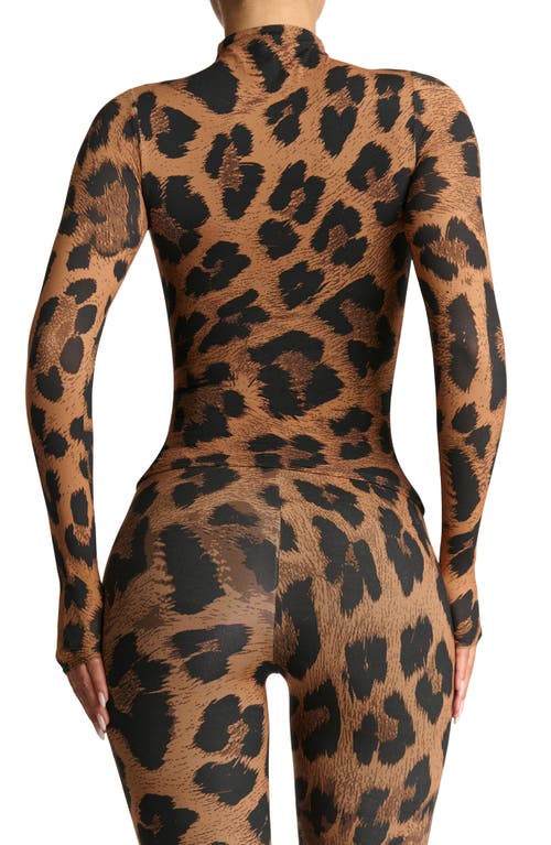 Naked Wardrobe Print Turtleneck Top In Leopard
