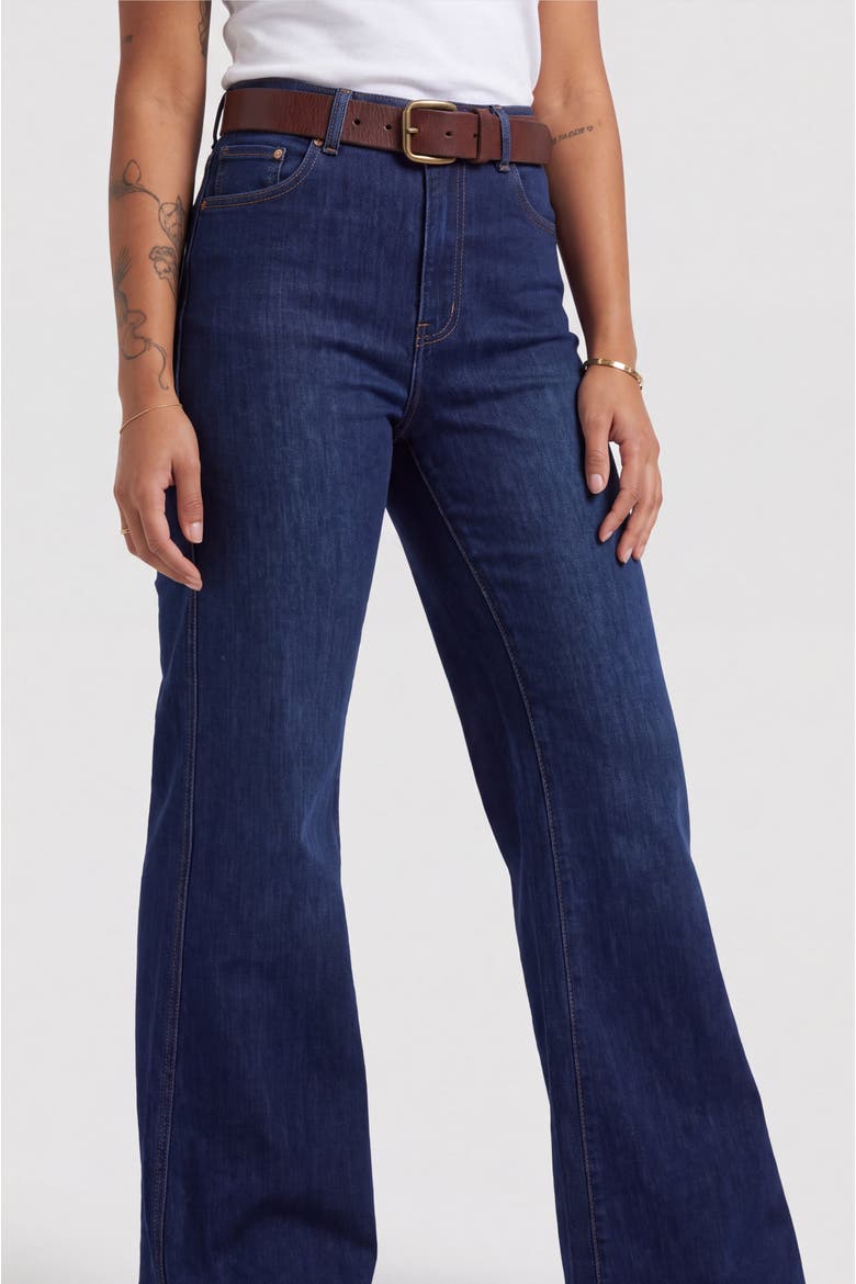 High Waist Flare Leg Jeans, Alternate, color, Blue Wash