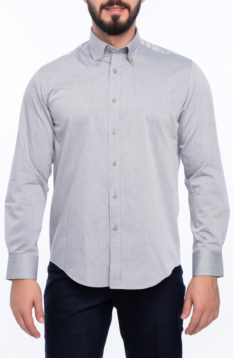 VELLAPAIS Avalon Slim Fit Cotton Dress Shirt, Main, color, Grey