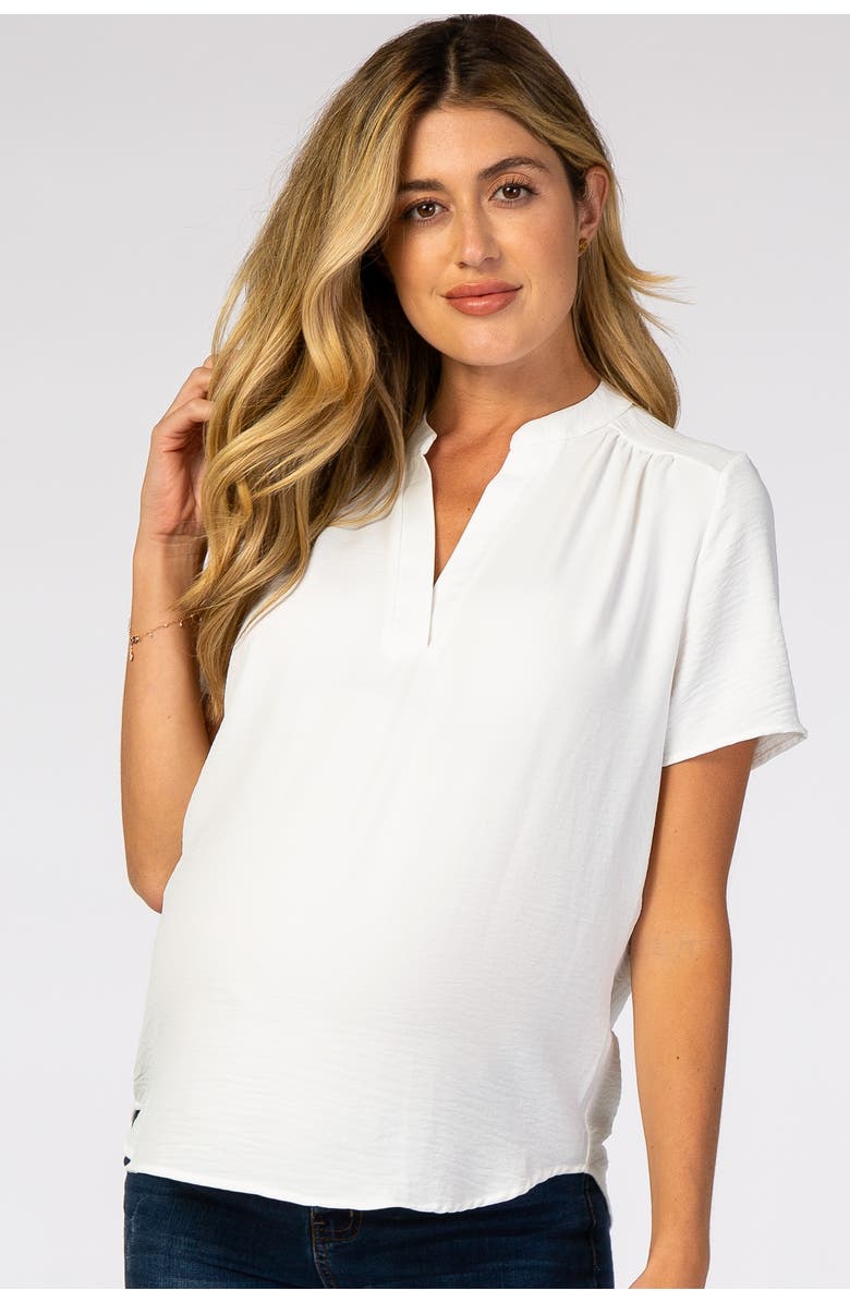 PinkBlush Short Sleeve V-Neck Blouse, Main, color, White