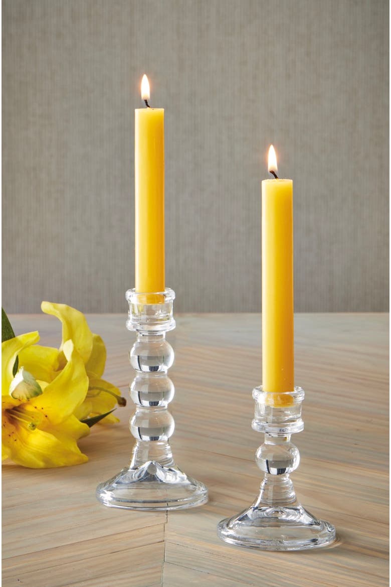 Lucia Clear Soda Lime Glass Taper Candle Holder 3.15x3.15x3.94 in, Alternate, color, Clear